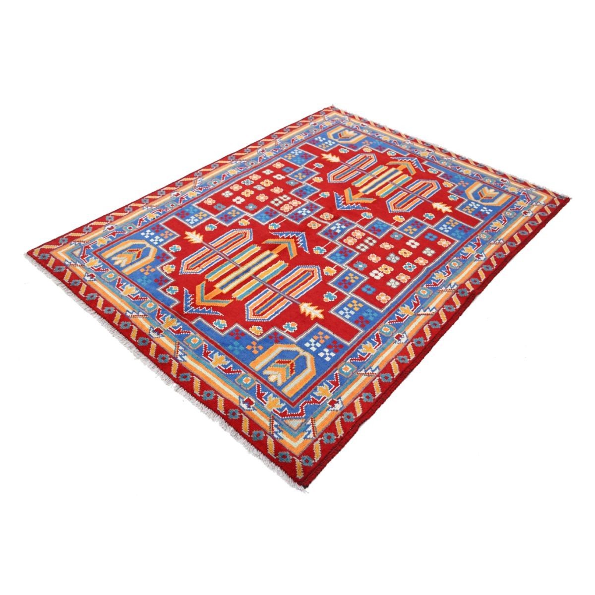Revival 5x7 Handmade Double Knotted Washable Wool Rug - Colorful