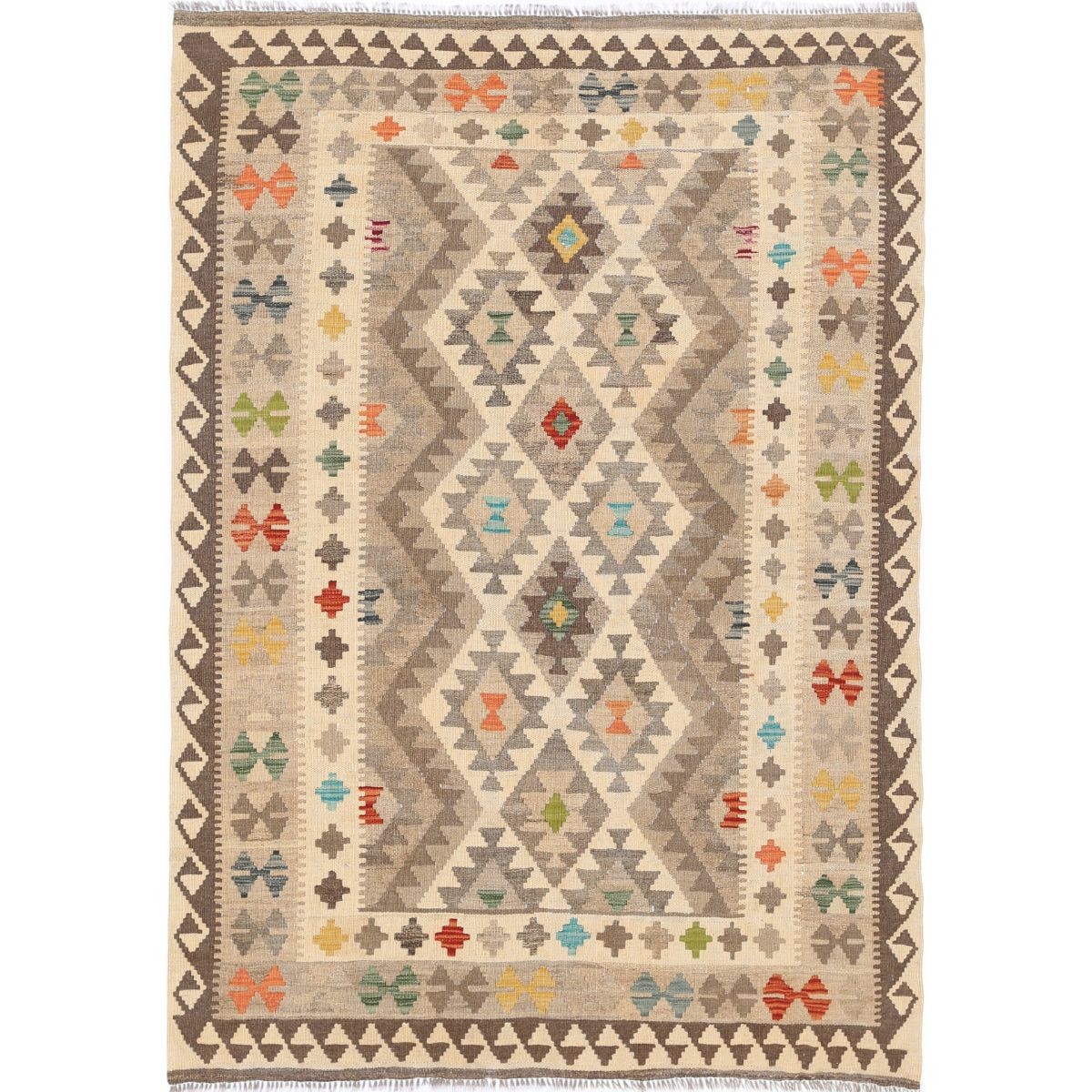 Maimana 5x7 Hand Woven Washable Wool Rug - Colorful