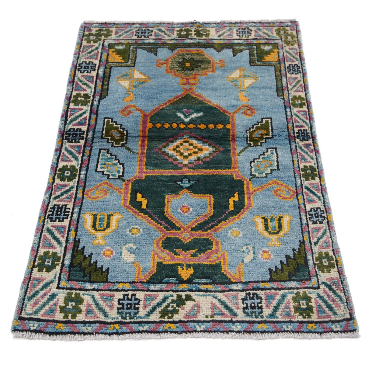 Revival 3x4 Handmade Double Knotted Washable Wool Rug - Colorful