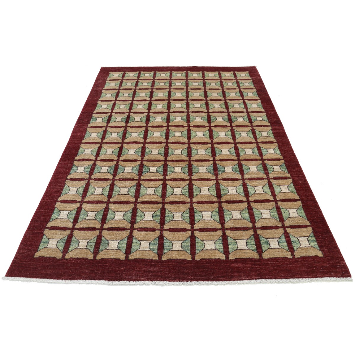 Modcar 5x5 Handmade Double Knotted Washable Wool Rug - Colorful