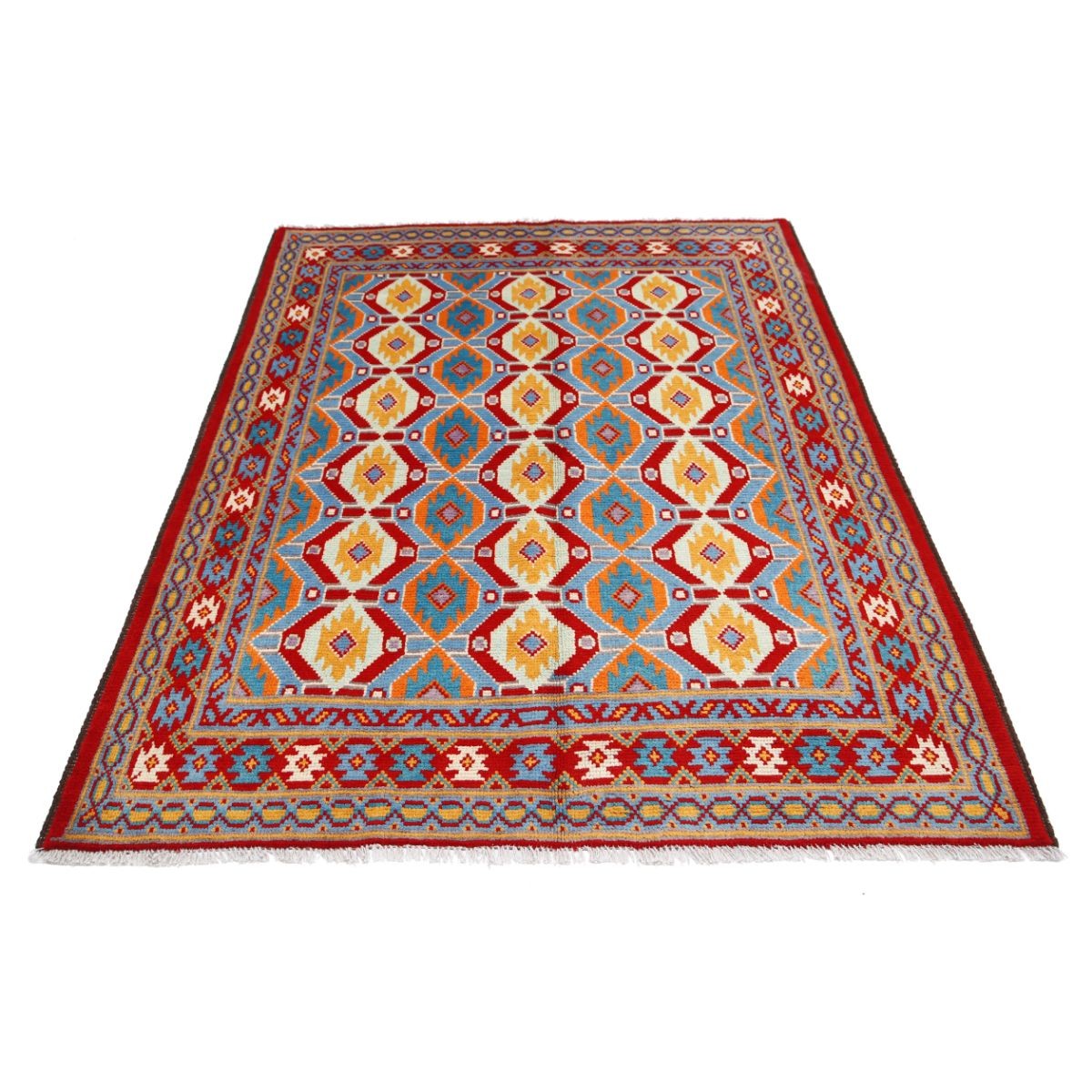 Revival 5x7 Handmade Double Knotted Washable Wool Rug - Colorful