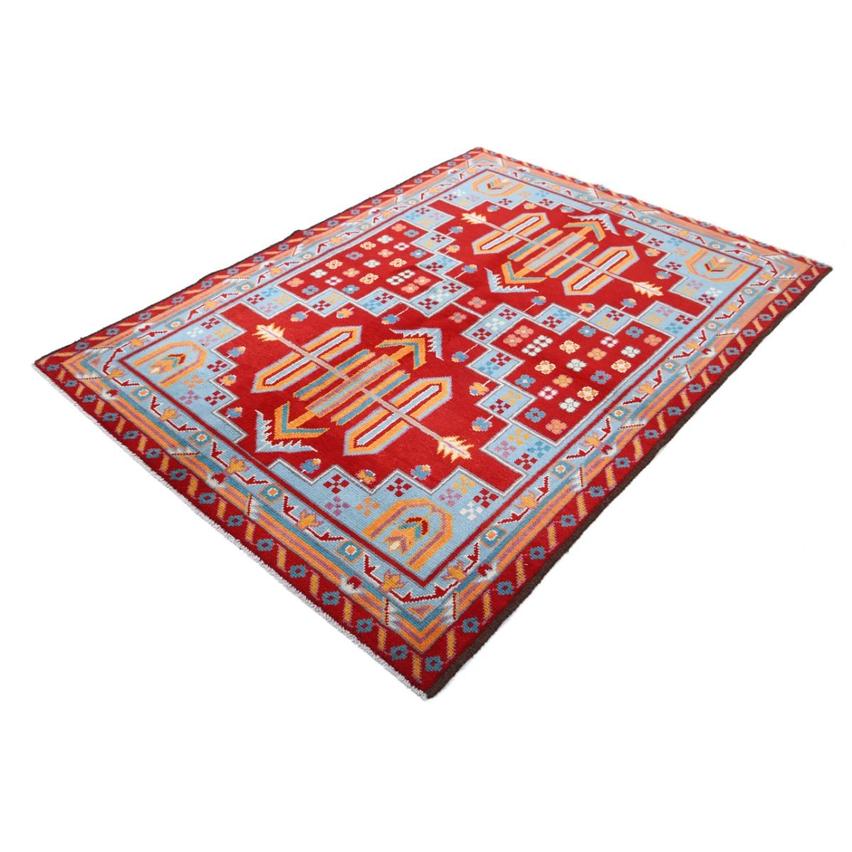 Revival 5x7 Handmade Double Knotted Washable Wool Rug - Colorful