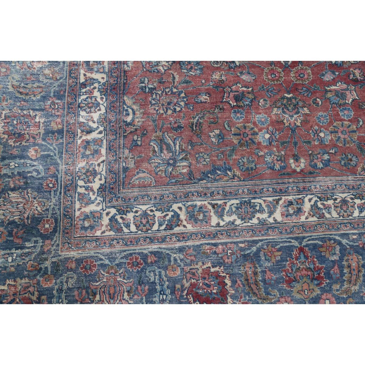 Vintage 13x14 Handmade Double Knotted Washable Wool Rug - Soft Hues - Square