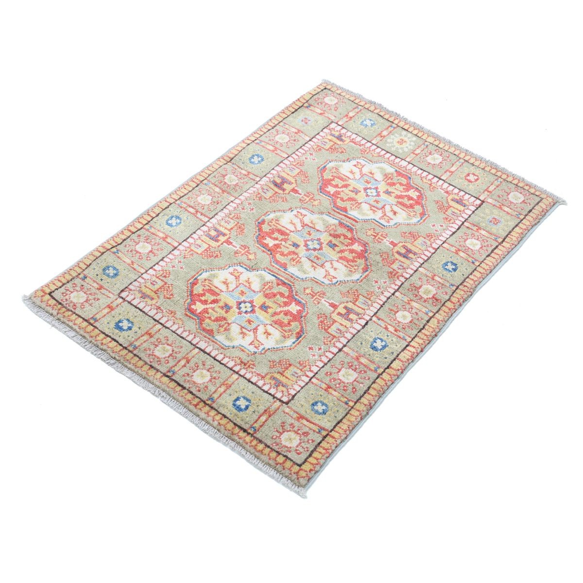 Revival 2x3 Handmade Double Knotted Washable Wool Rug - Colorful