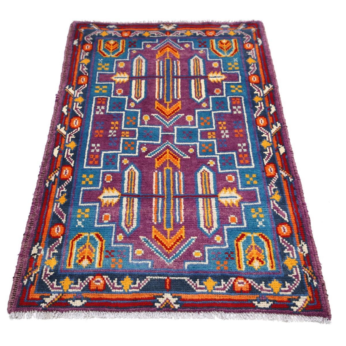 Revival 3x4 Handmade Double Knotted Washable Wool Rug - Colorful