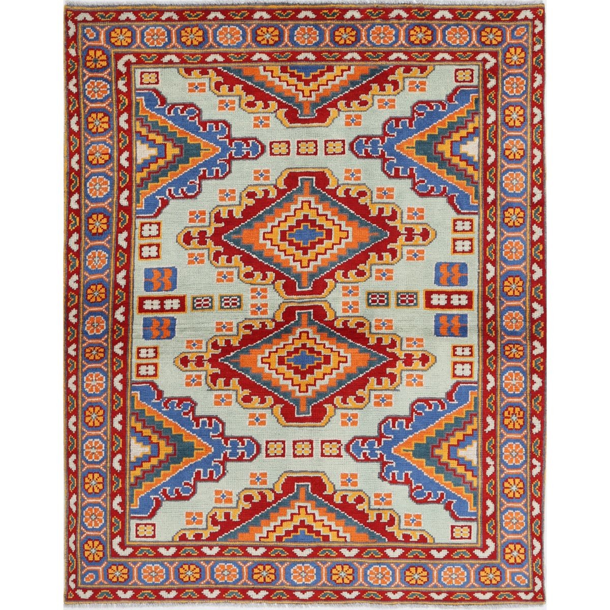 Revival 5x7 Handmade Double Knotted Washable Wool Rug - Colorful