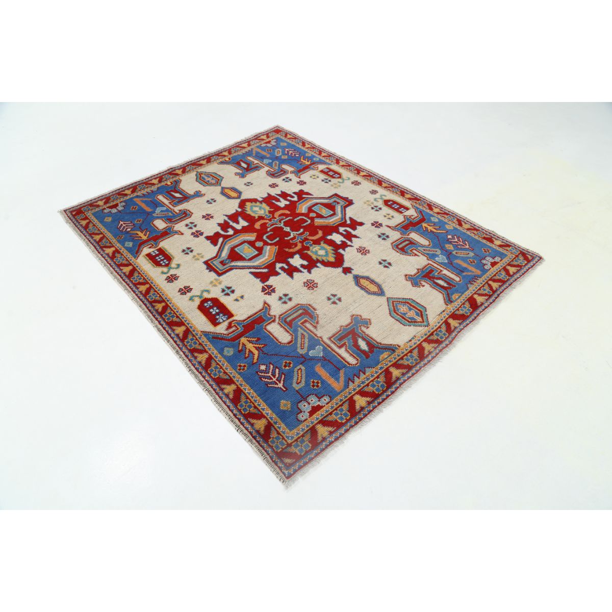 Revival 5x6 Handmade Double Knotted Washable Wool Rug - Colorful