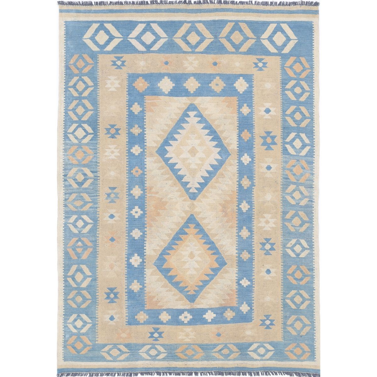 Kafkaas 5x7 Hand Woven Washable Wool Rug - Soft Hues