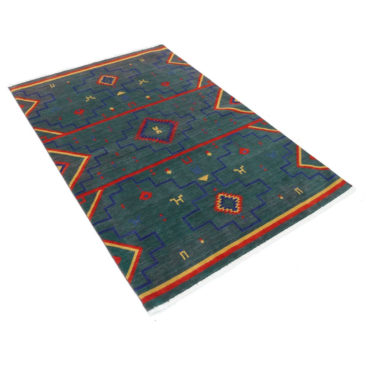 Dhanak 4x6 Machine-Made Washable Wool Rug - Colorful