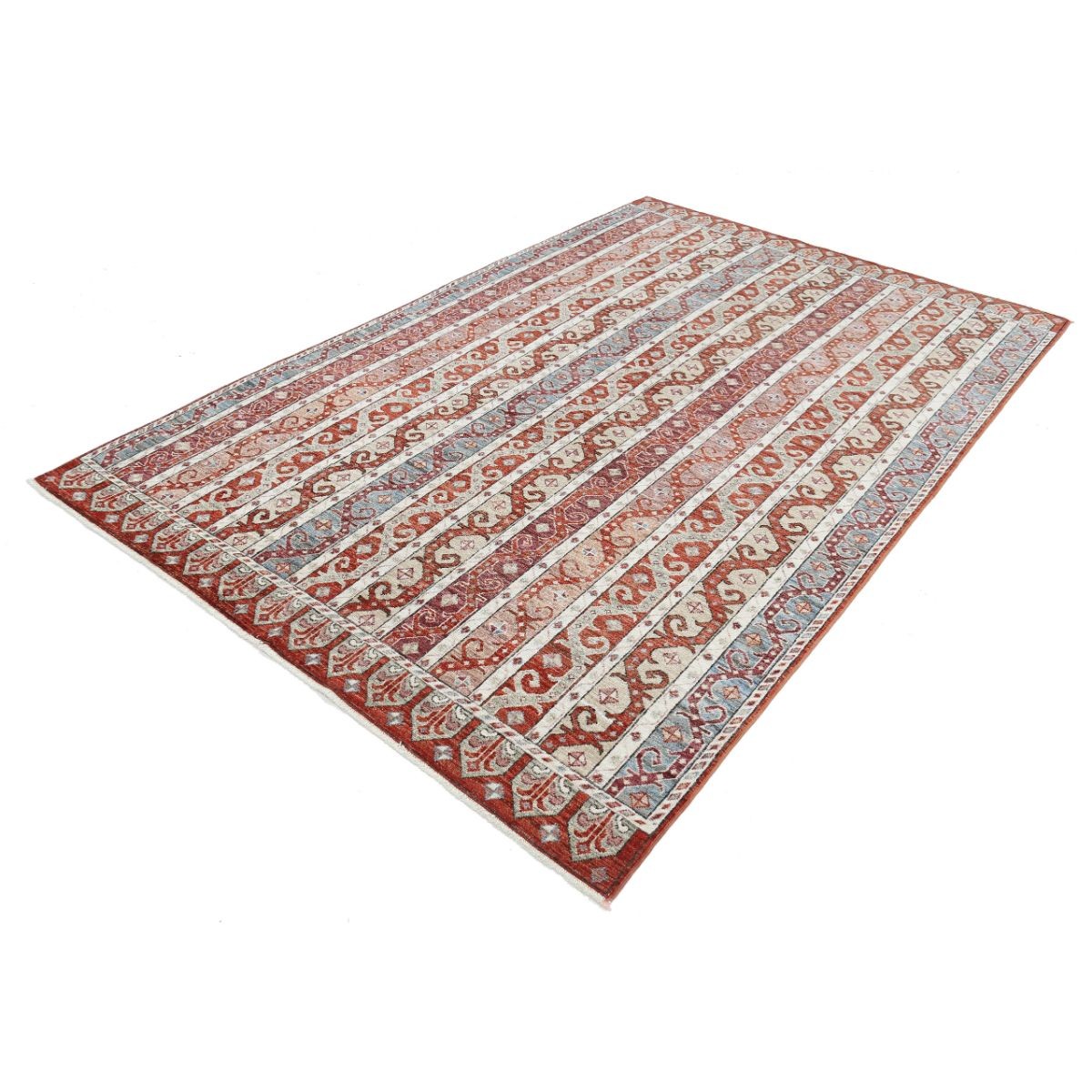 Shaal 6x9 Handmade Double Knotted Washable Wool Rug - Colorful