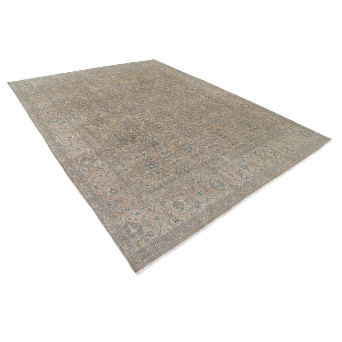 Vintage 9x12 Handmade Double Knotted Washable Wool Rug - Soft Hues