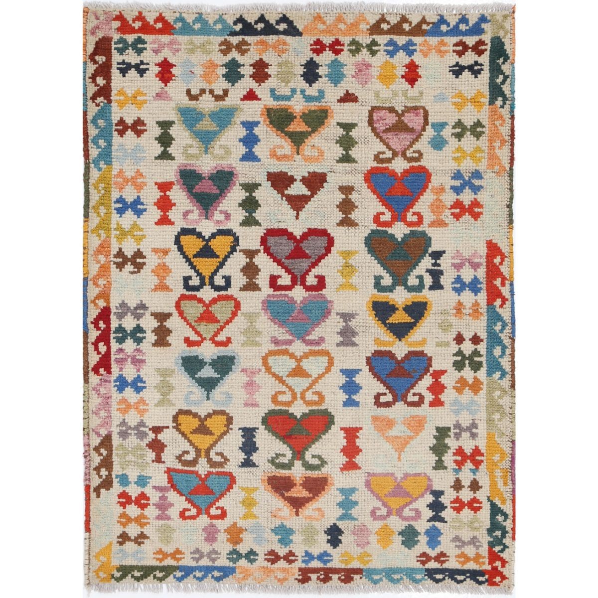 Revival 3x4 Handmade Double Knotted Washable Wool Rug - Colorful