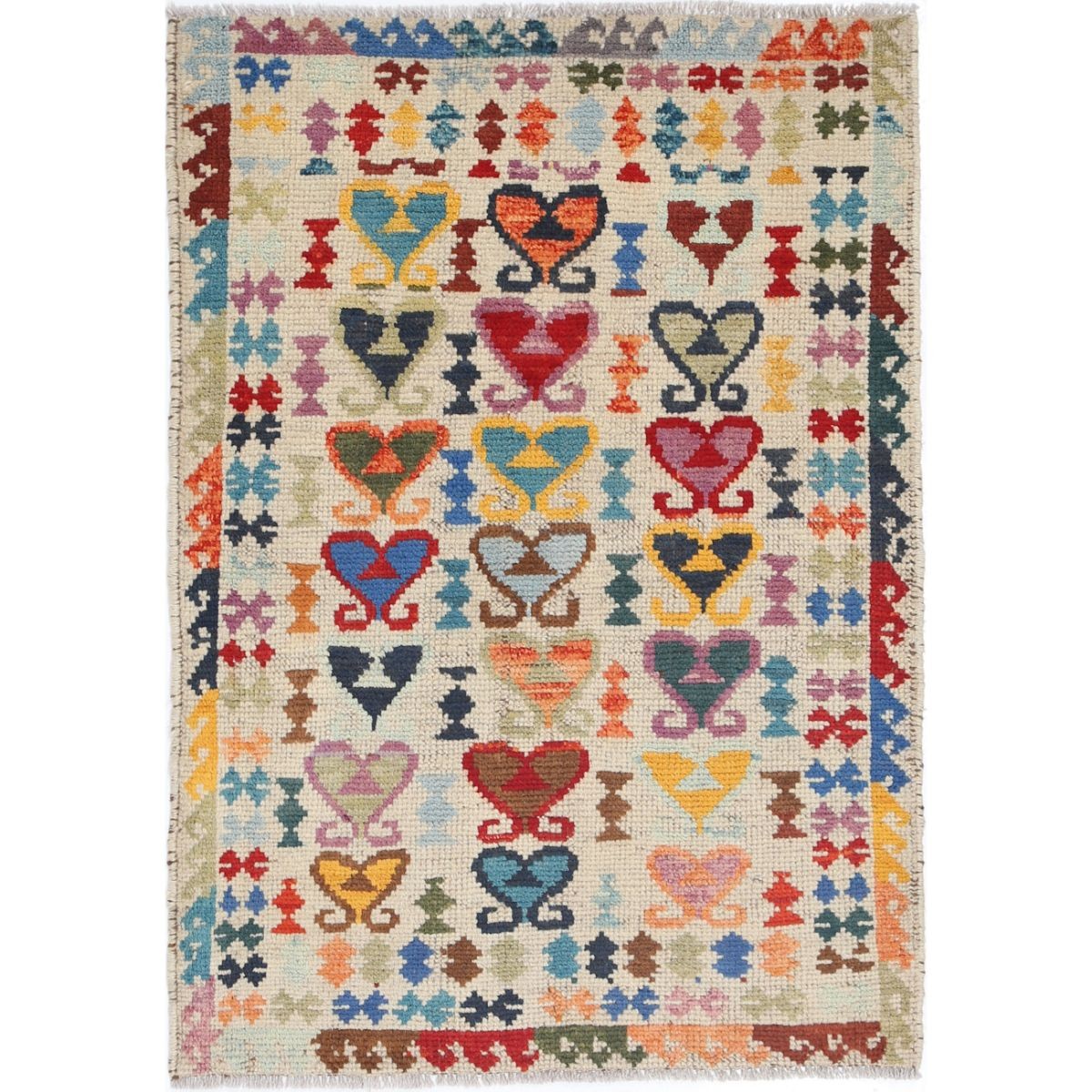 Revival 3x4 Handmade Double Knotted Washable Wool Rug - Colorful