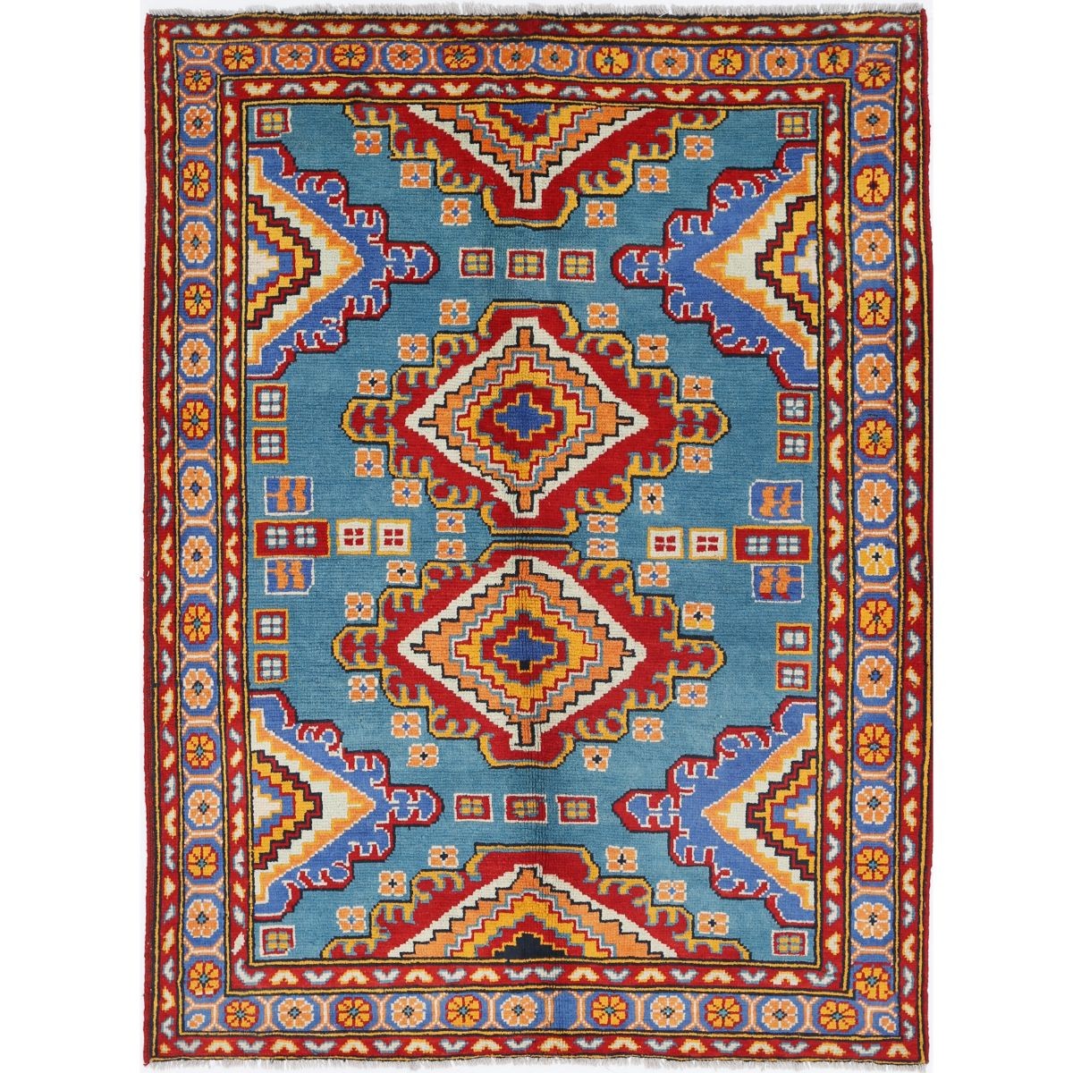 Revival 5x7 Handmade Double Knotted Washable Wool Rug - Colorful