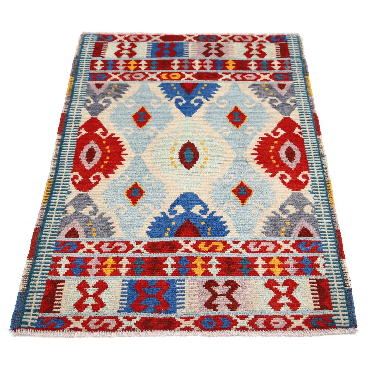 Revival 3x4 Handmade Double Knotted Washable Wool Rug - Colorful