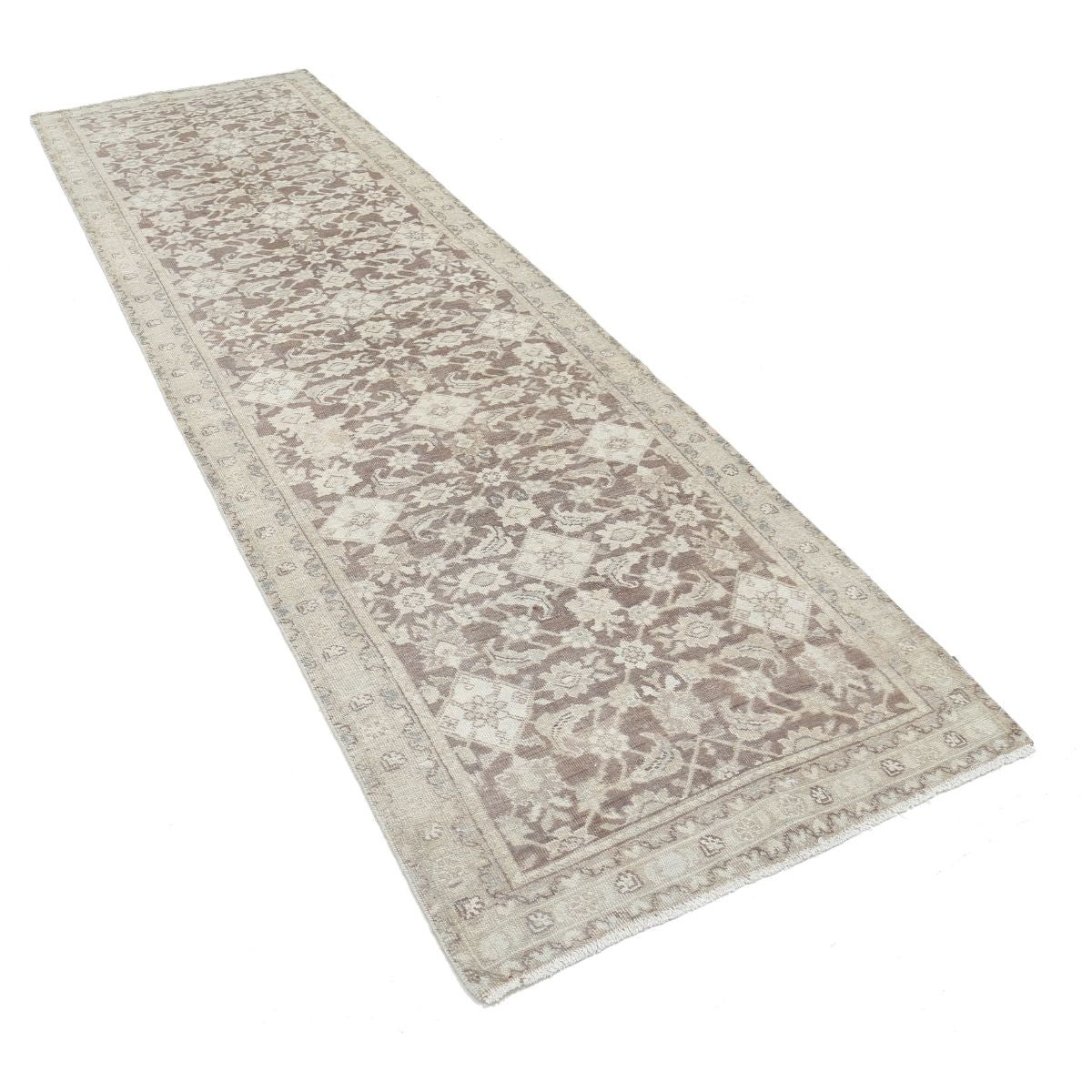 Vintage 3x12 Handmade Double Knotted Washable Wool Runner - Soft Hues