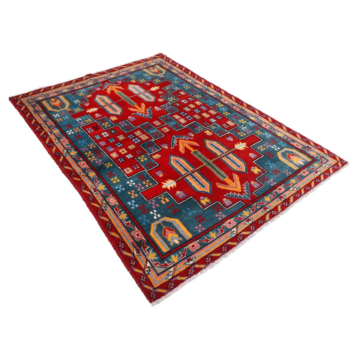 Revival 5x7 Handmade Double Knotted Washable Wool Rug - Colorful