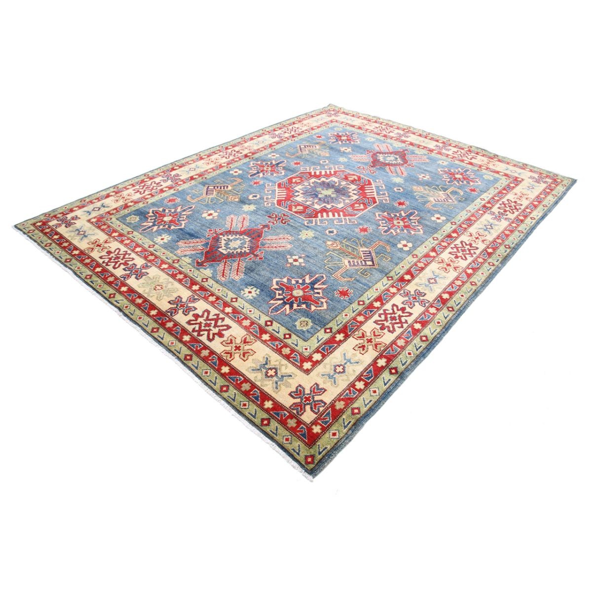 Kazak 8x10 Handmade Double Knotted Washable Wool Rug - Colorful