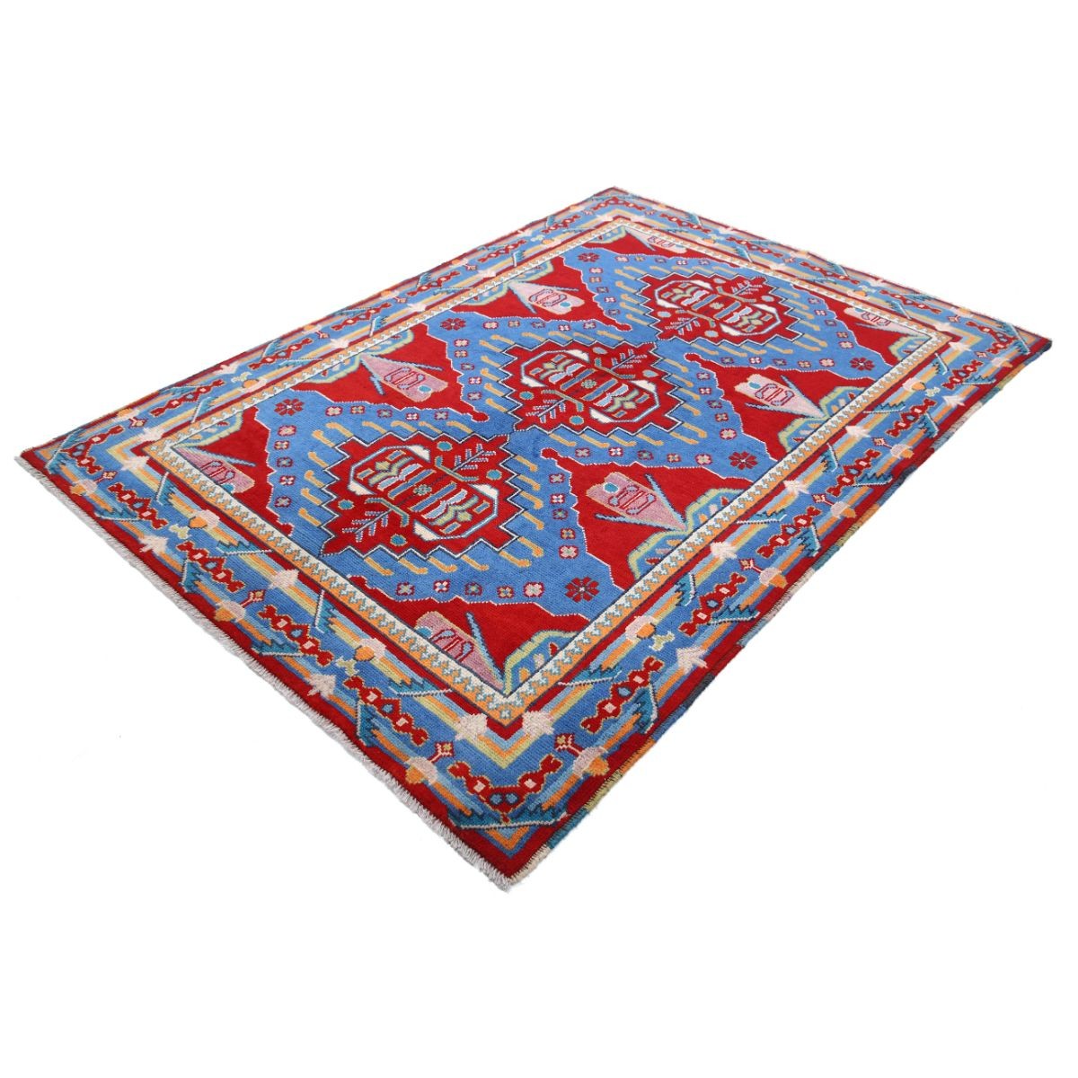 Revival 6x8 Handmade Double Knotted Washable Wool Rug - Colorful