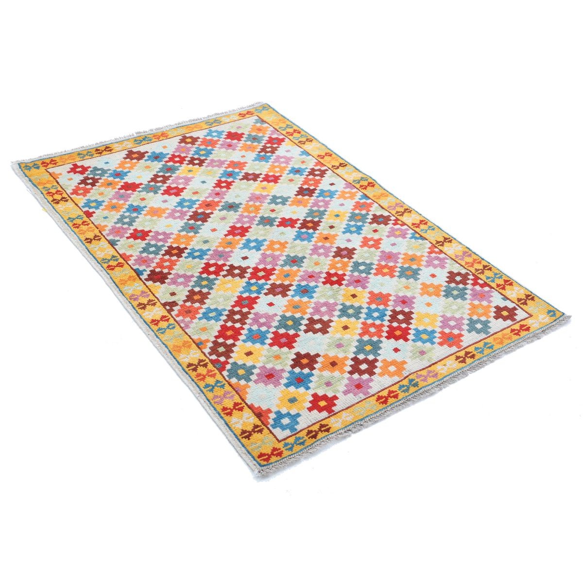 Revival 3x5 Handmade Double Knotted Washable Wool Rug - Colorful