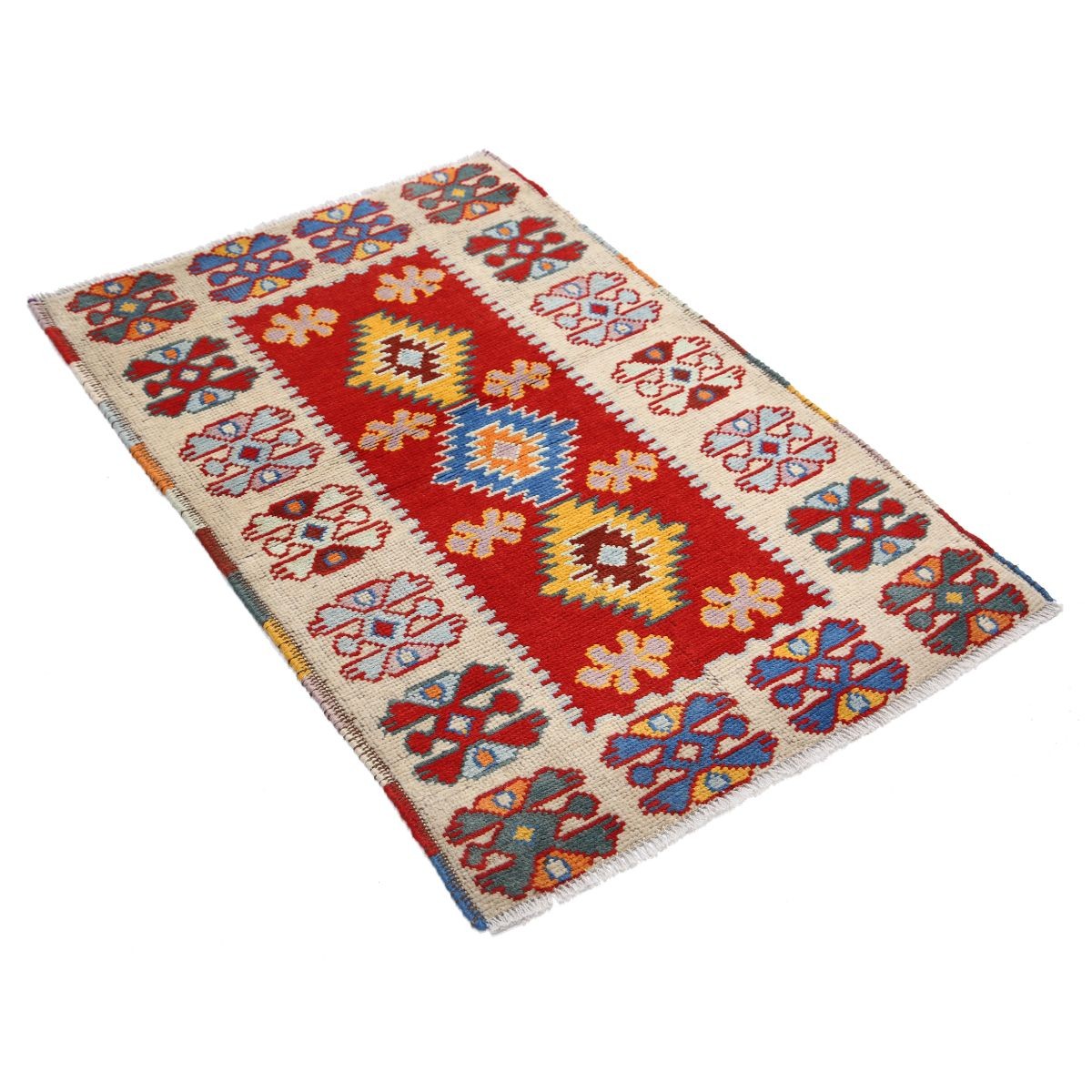 Revival 3x4 Handmade Double Knotted Washable Wool Rug - Colorful