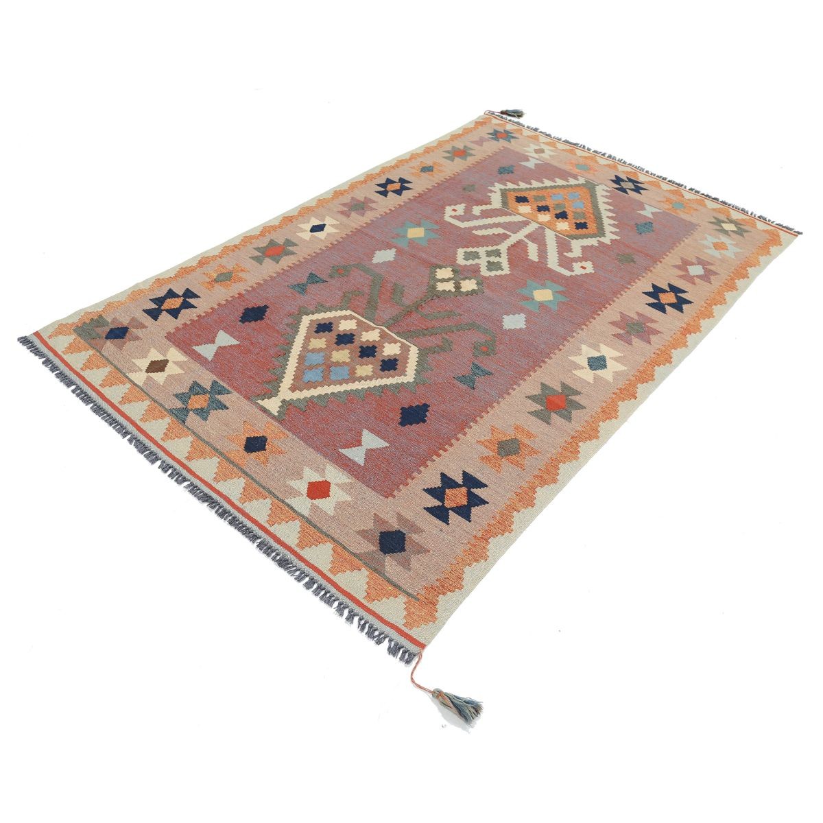 Kafkaas 4x7 Hand Woven Washable Wool Rug - Colorful