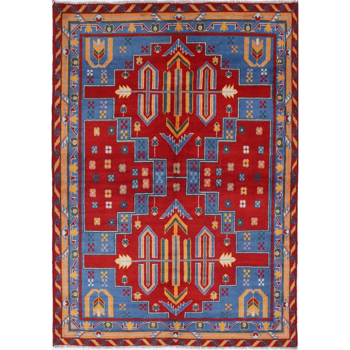 Revival 6x8 Handmade Double Knotted Washable Wool Rug - Colorful
