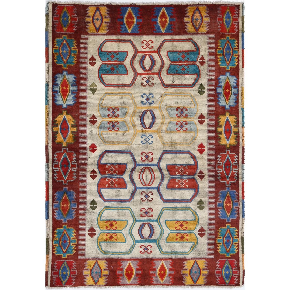 Revival 3x5 Handmade Double Knotted Washable Wool Rug - Colorful
