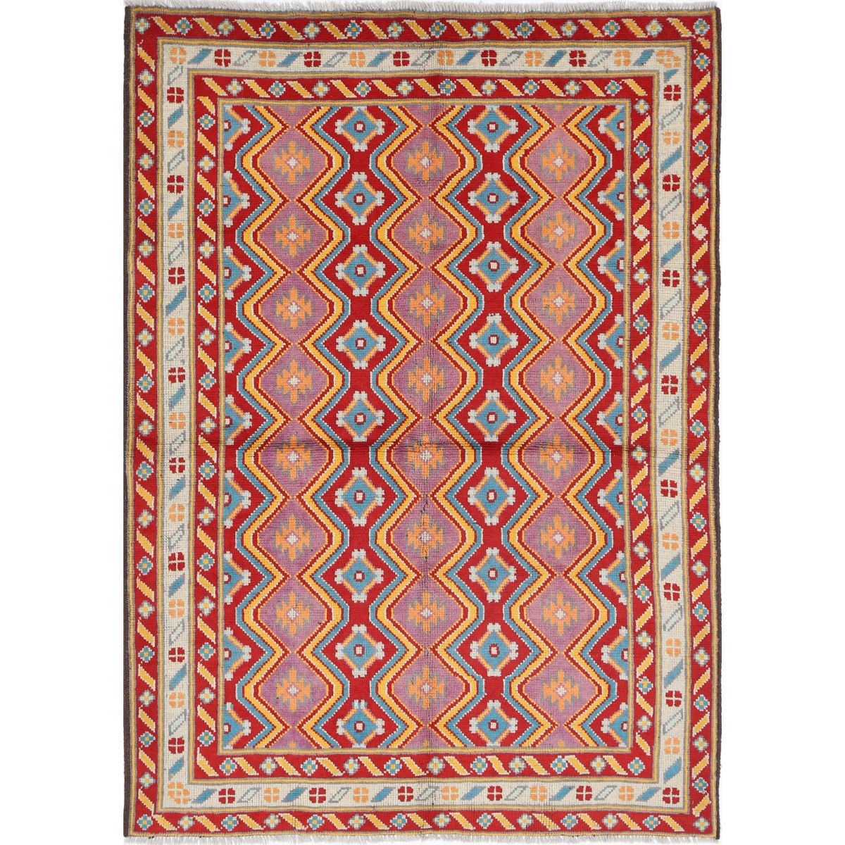 Revival 5x7 Handmade Double Knotted Washable Wool Rug - Colorful