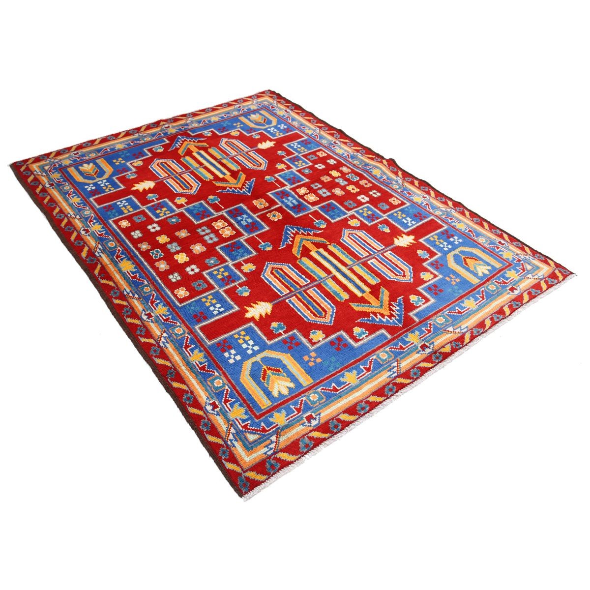 Revival 5x7 Handmade Double Knotted Washable Wool Rug - Colorful