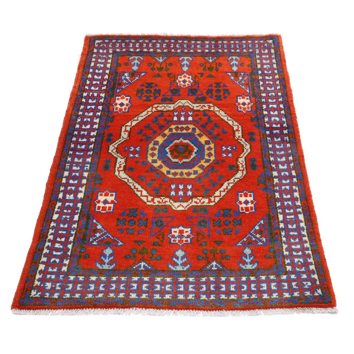 Revival 3x4 Handmade Double Knotted Washable Wool Rug - Colorful