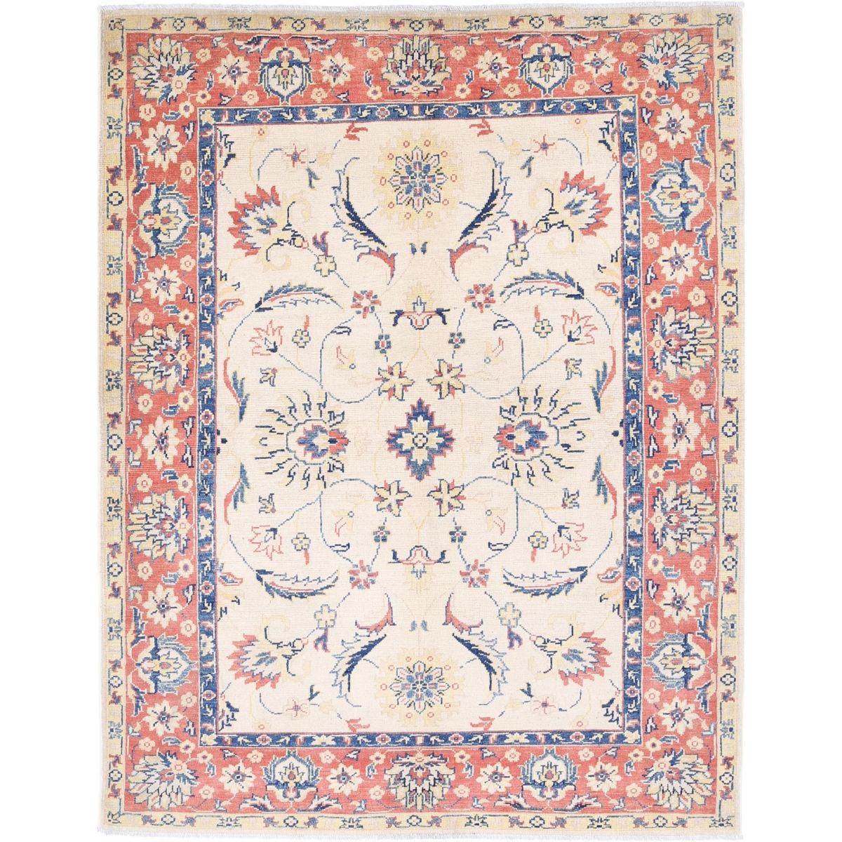 Kazak 5x6 Handmade Double Knotted Washable Wool Rug - Colorful