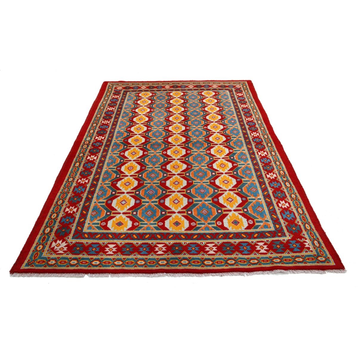 Revival 6x8 Handmade Double Knotted Washable Wool Rug - Colorful