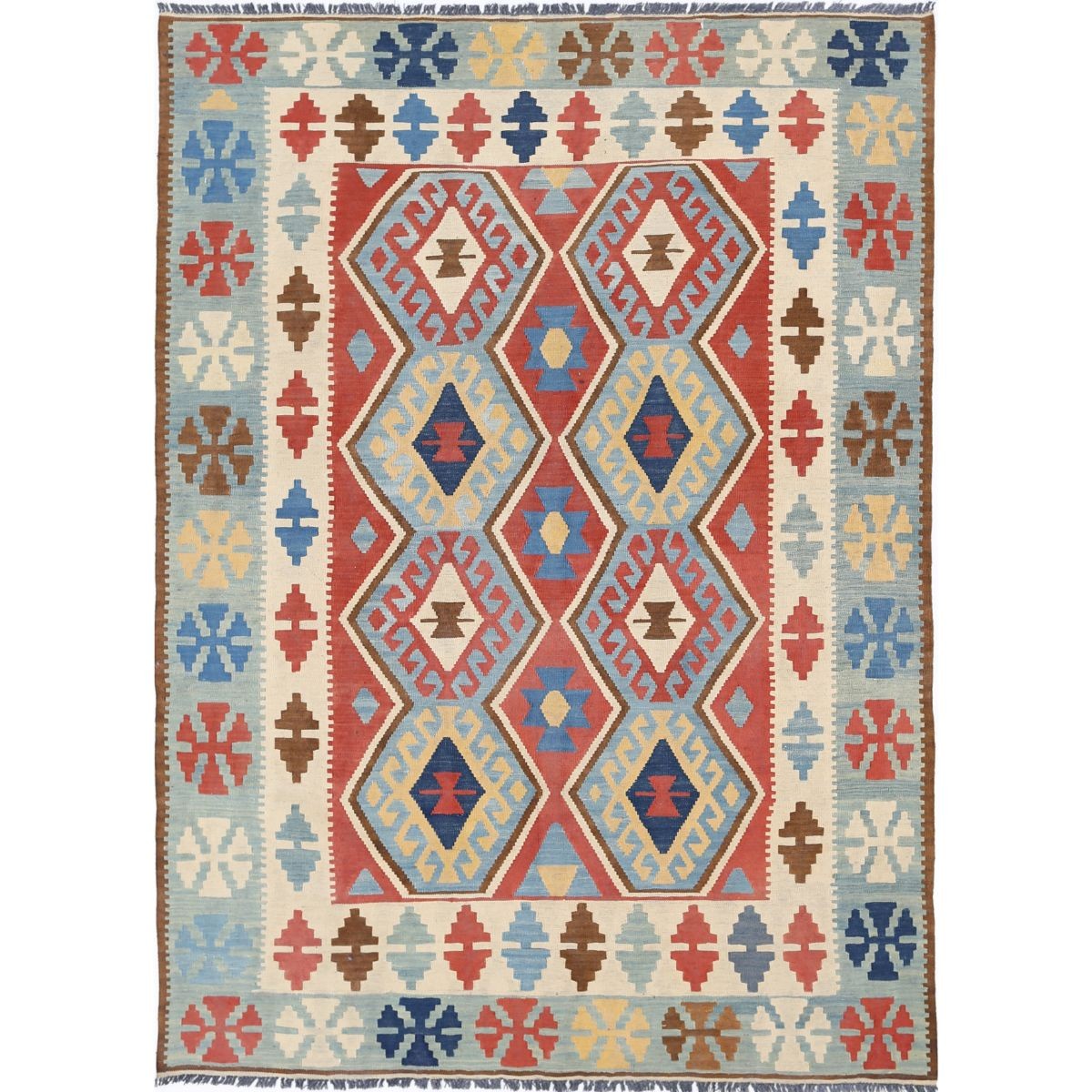 Kafkaas 5x7 Hand Woven Washable Wool Rug - Colorful
