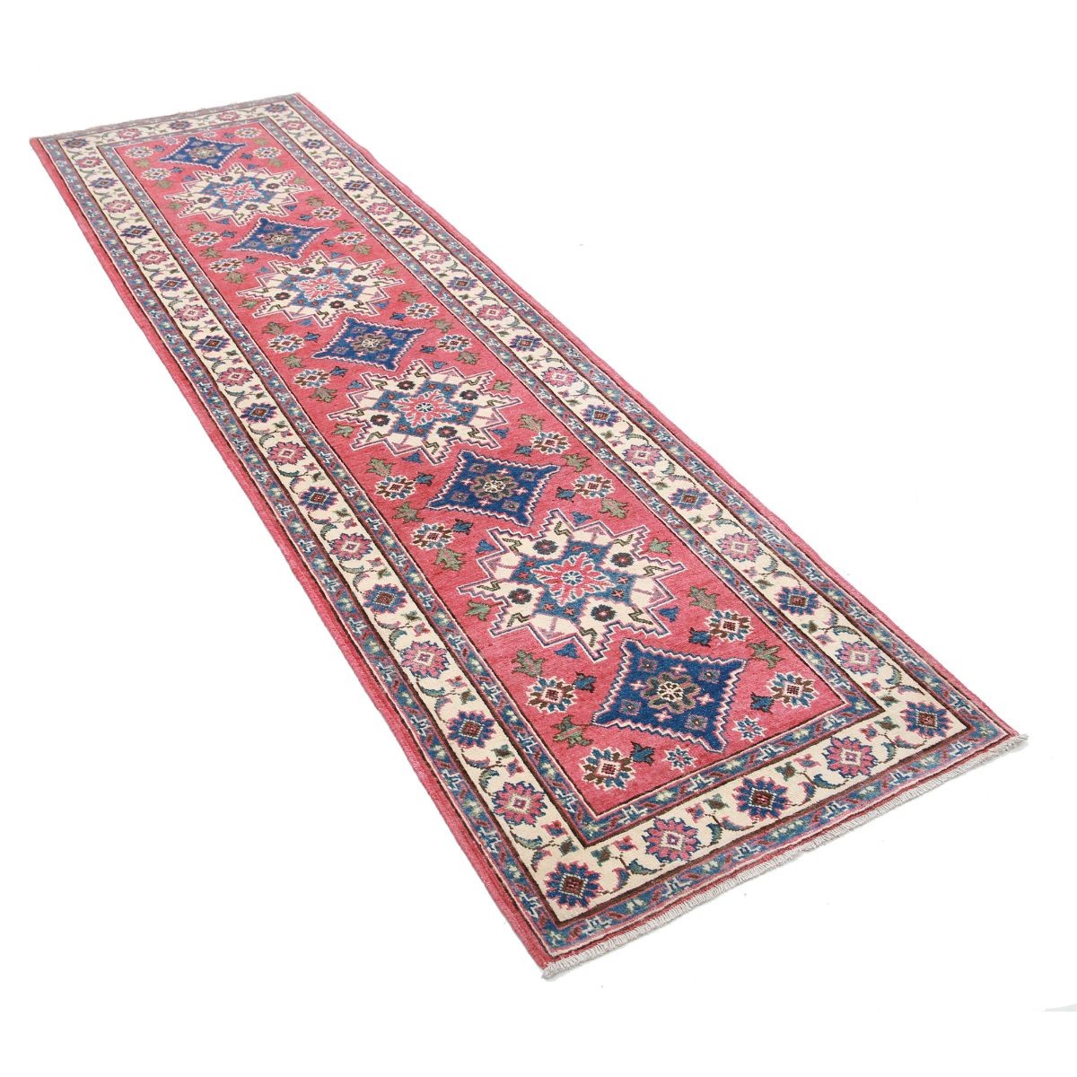 Kazak 3x9 Handmade Double Knotted Washable Wool Runner - Colorful