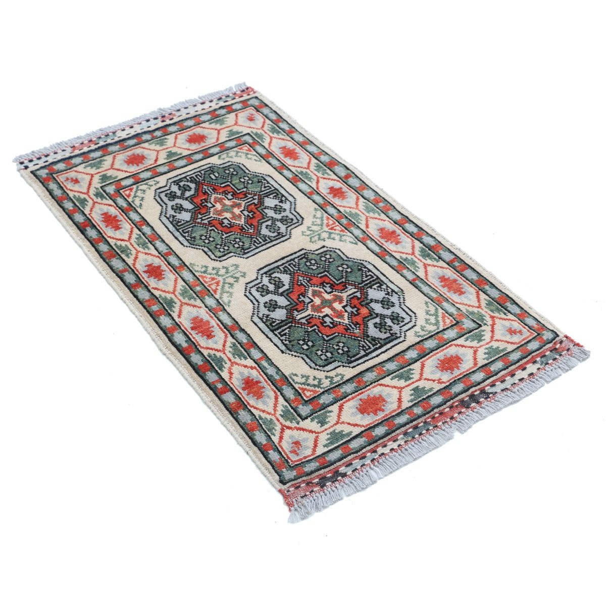 Revival 2x3 Handmade Double Knotted Washable Wool Rug - Colorful