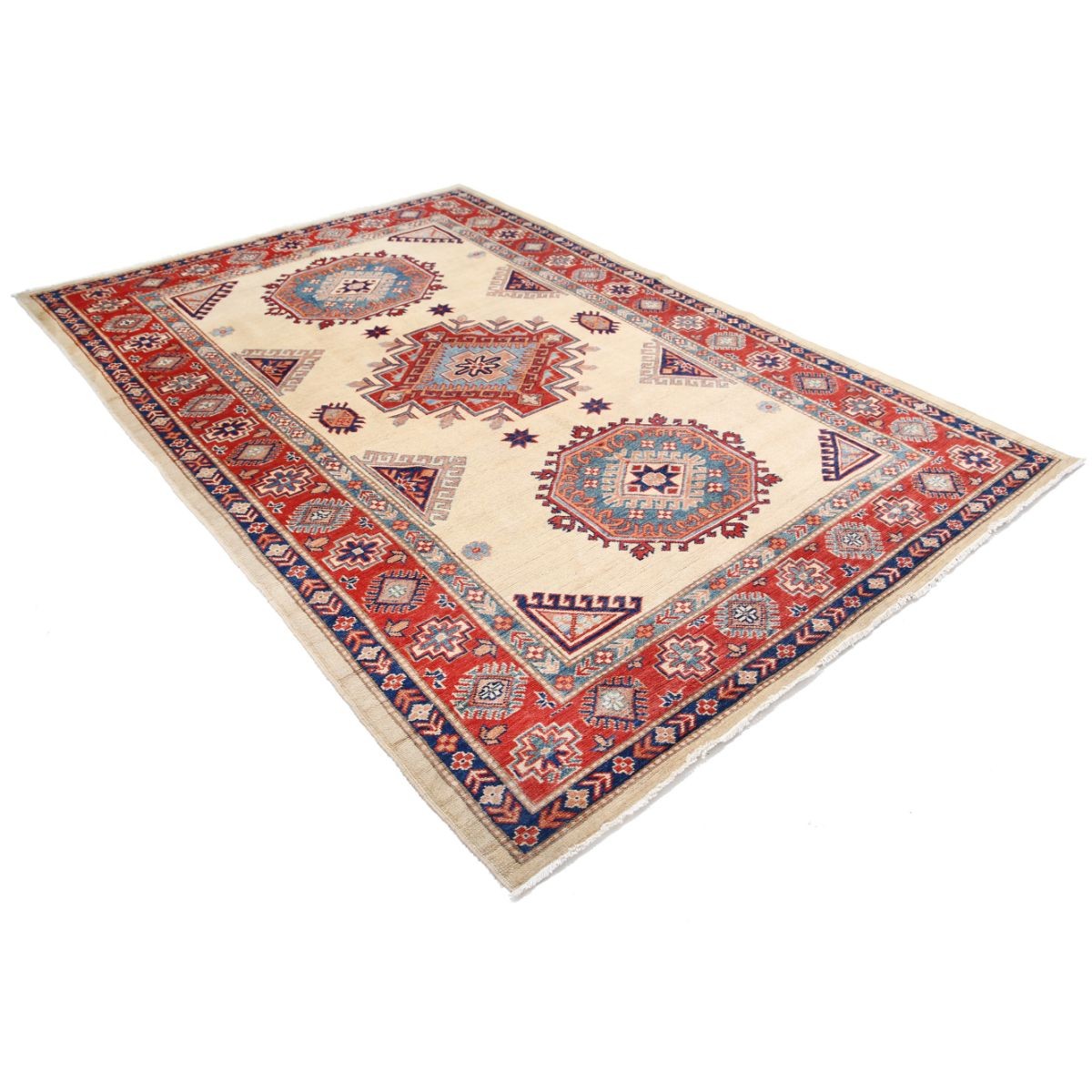 Kazak 6x9 Handmade Double Knotted Washable Wool Rug - Colorful