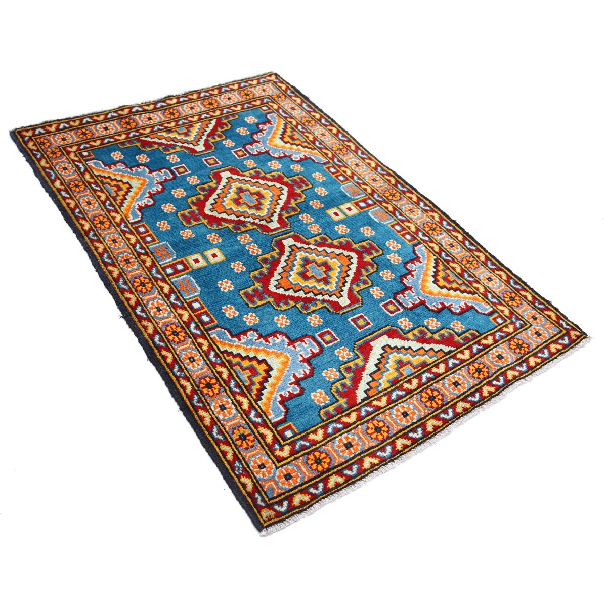 Revival 4x5 Handmade Double Knotted Washable Wool Rug - Colorful