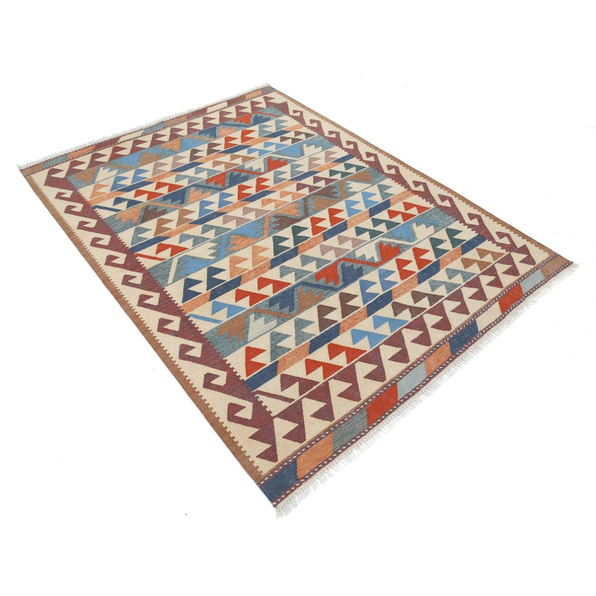 Kafkaas 5x7 Hand Woven Washable Wool Rug - Colorful