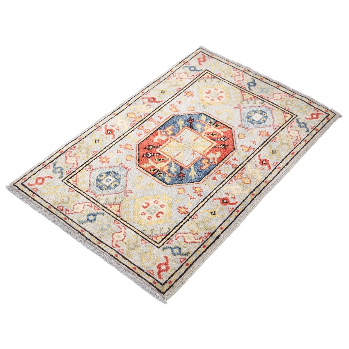 Revival 2x3 Handmade Double Knotted Washable Wool Rug - Colorful