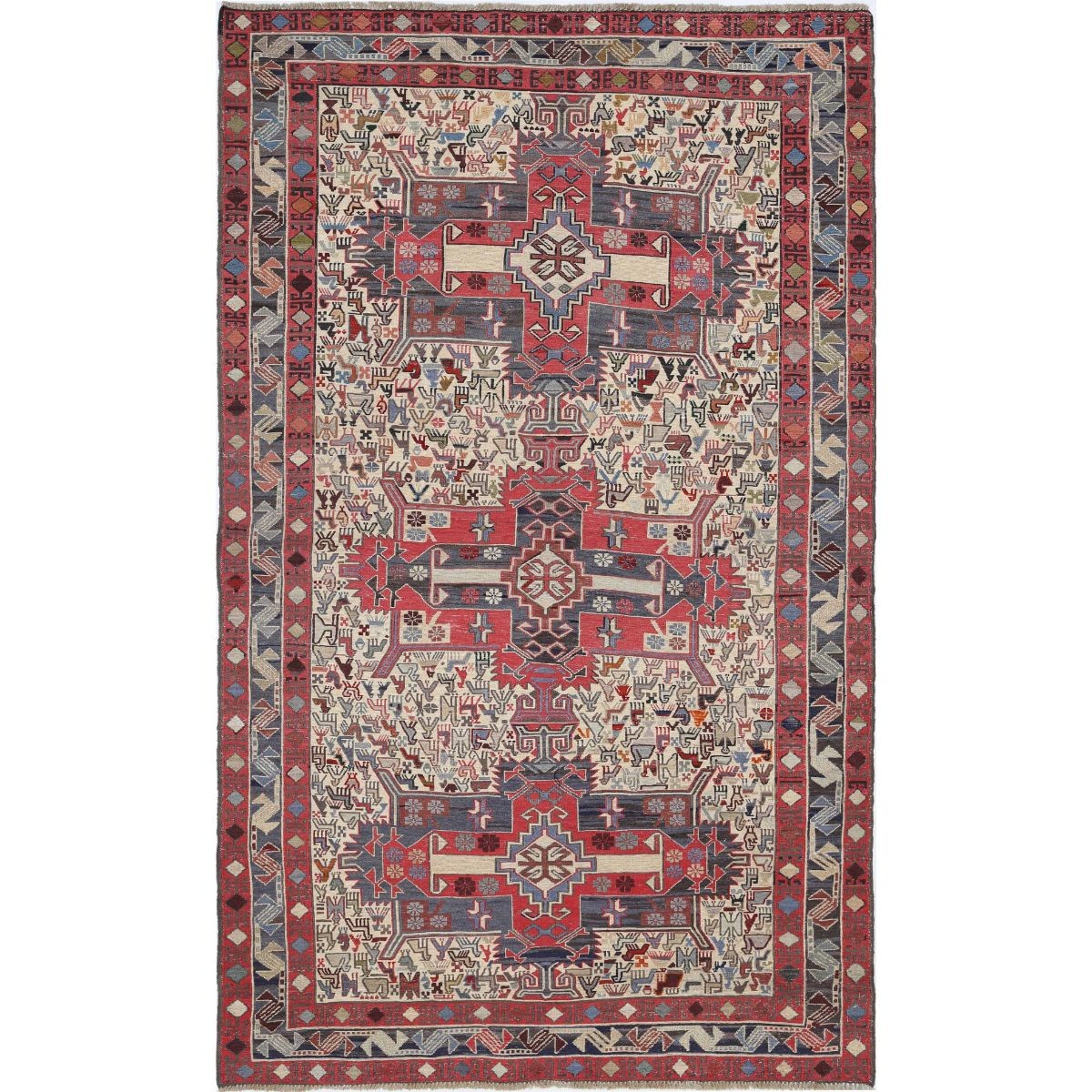 Silki 4x7 Hand Woven Washable Silk Rug - Colorful