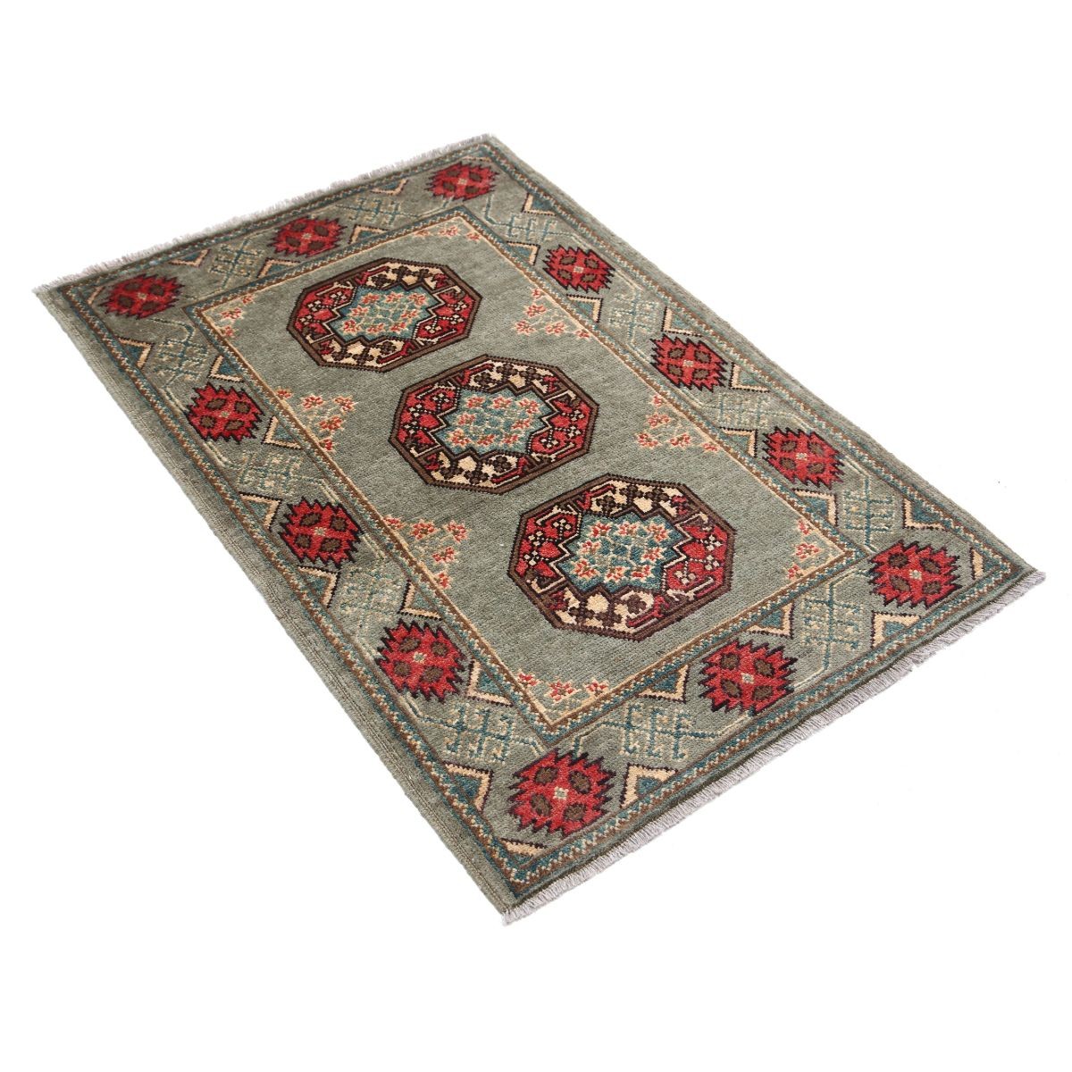 Revival 3x4 Handmade Double Knotted Washable Wool Rug - Colorful