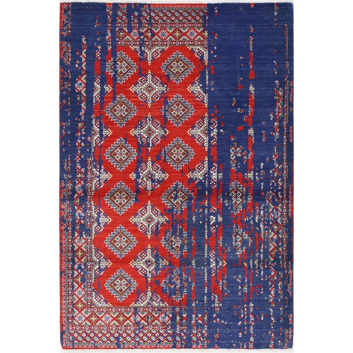 Ajrak 4x6 Powered-Loomed Washable Wool Rug - Colorful