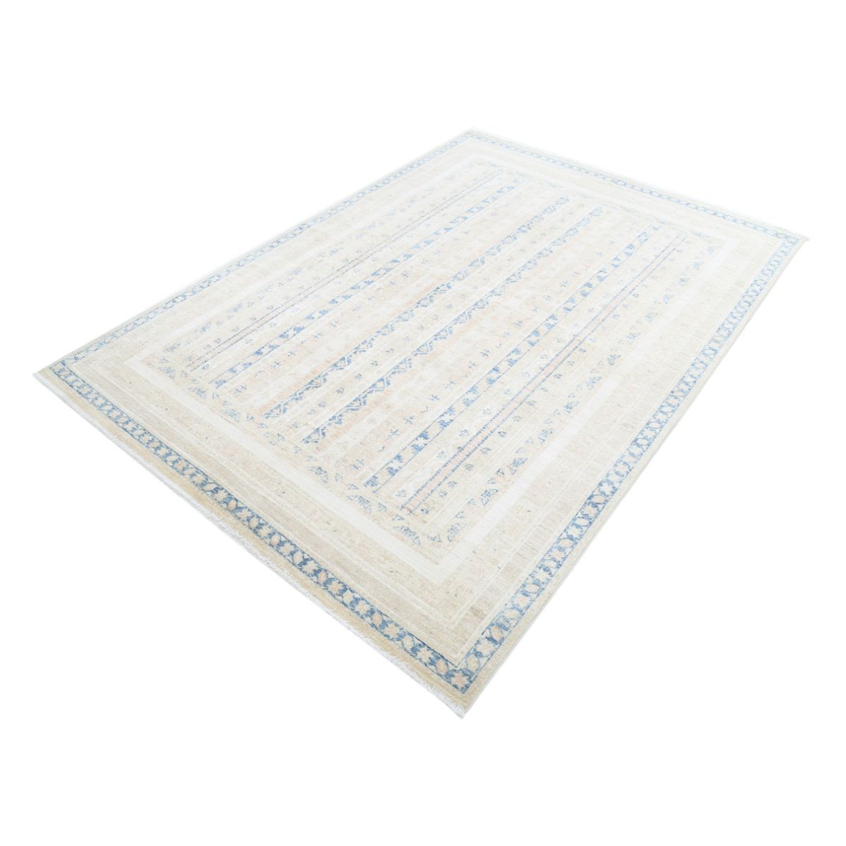 Shaal 5x8 Handmade Double Knotted Washable Wool Rug - Soft Hues