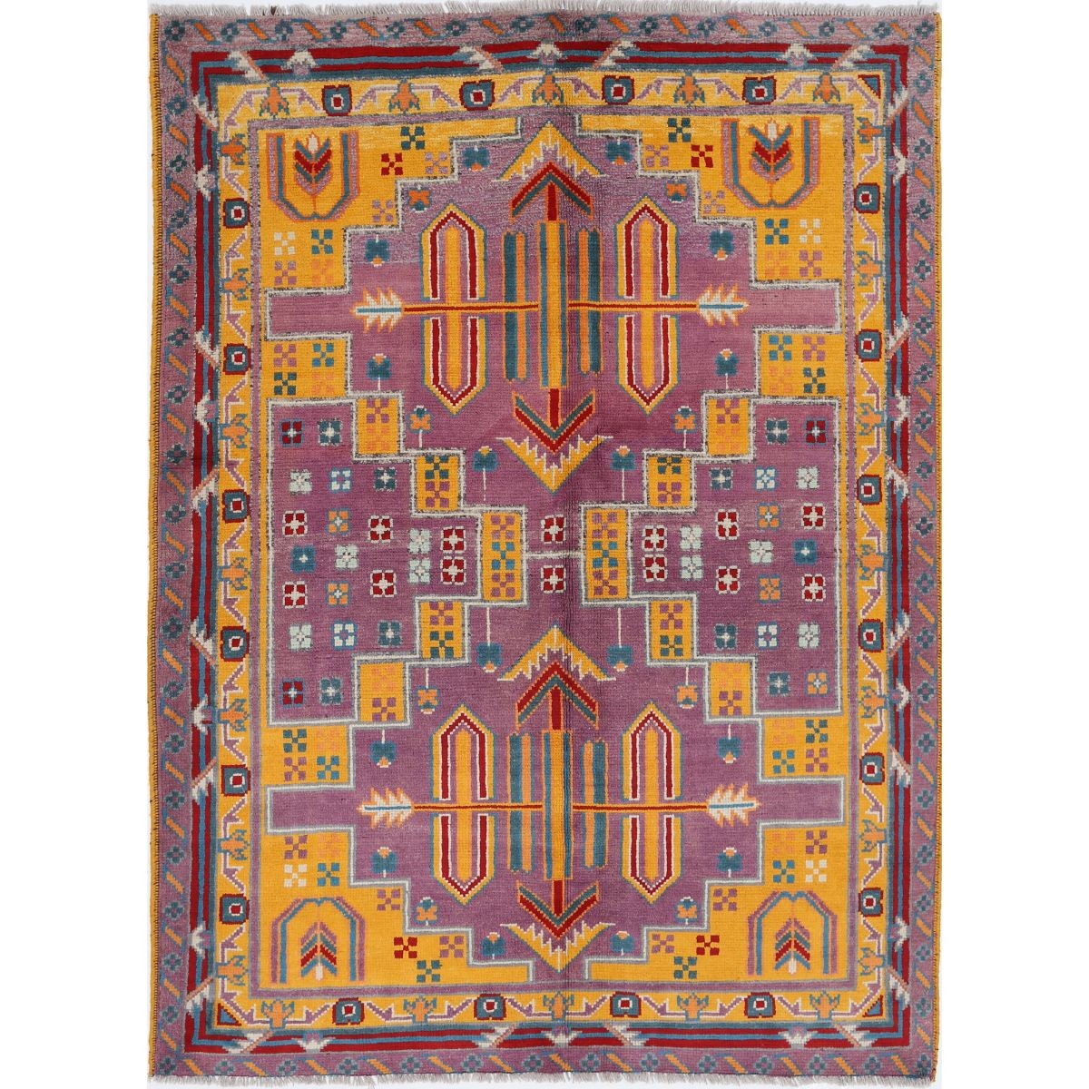 Revival 5x7 Handmade Double Knotted Washable Wool Rug - Colorful