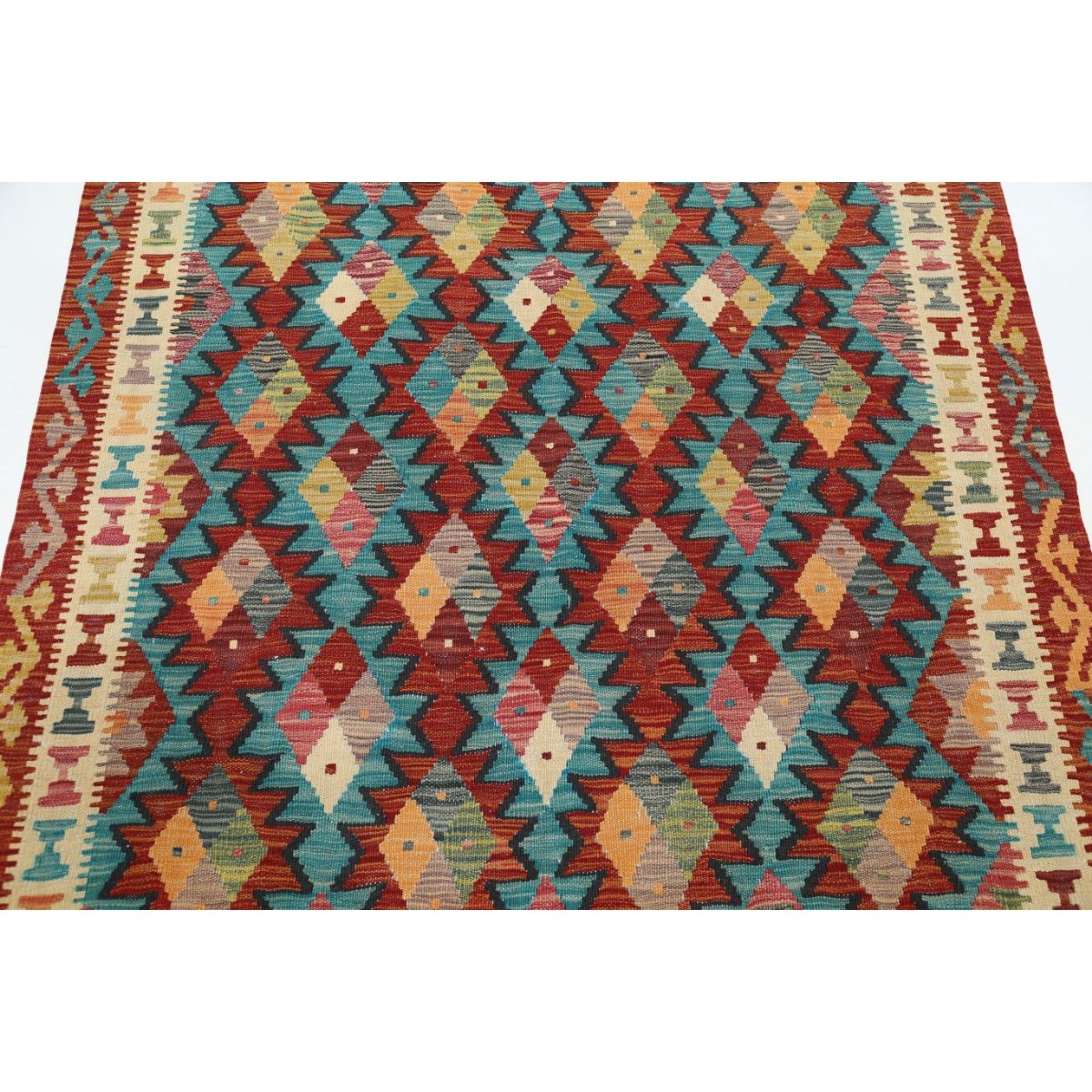 Maimana 5x6 Hand Woven Washable Wool Rug - Colorful