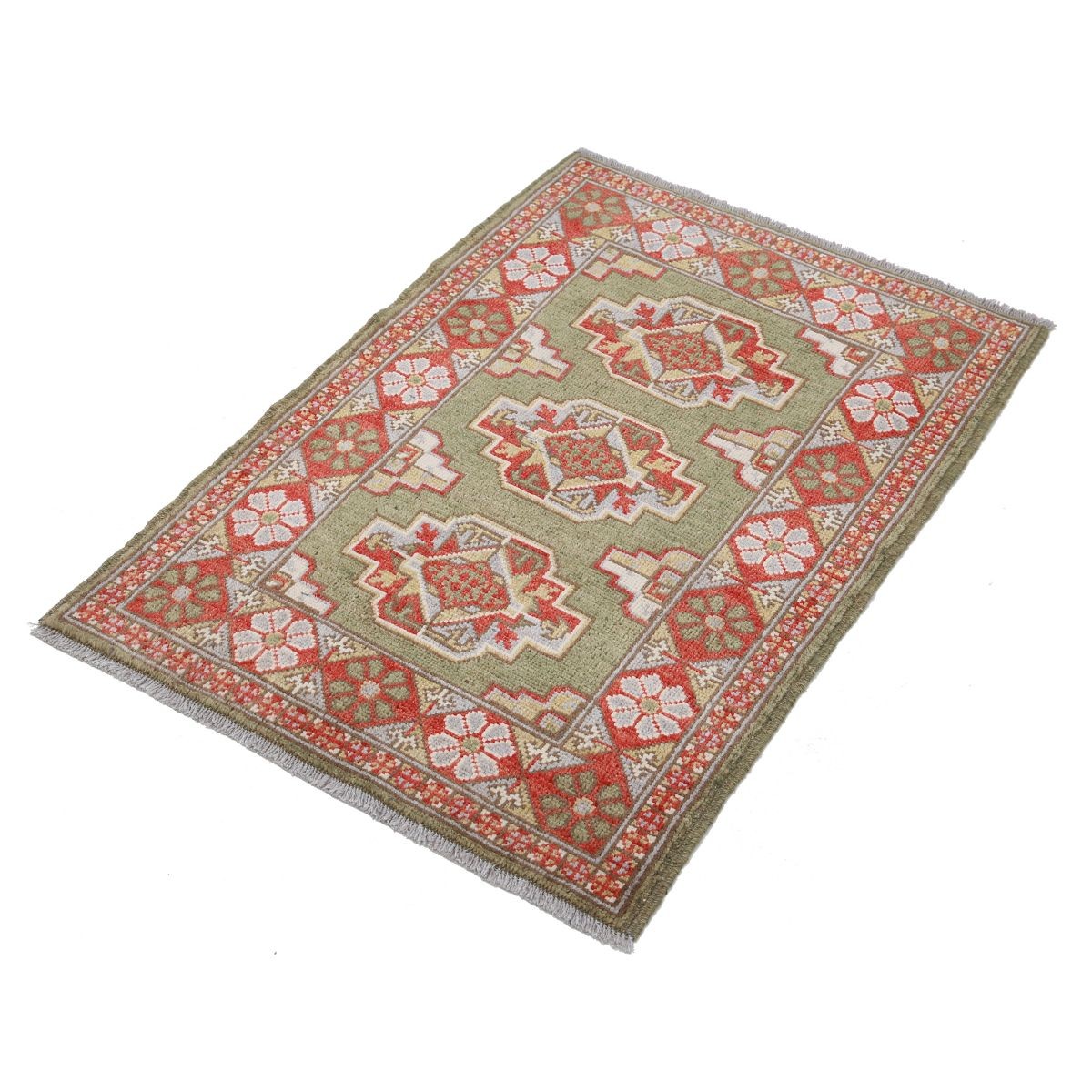 Revival 2x3 Handmade Double Knotted Washable Wool Rug - Colorful