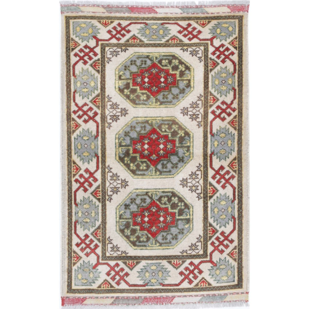 Revival 2x4 Handmade Double Knotted Washable Wool Rug - Colorful