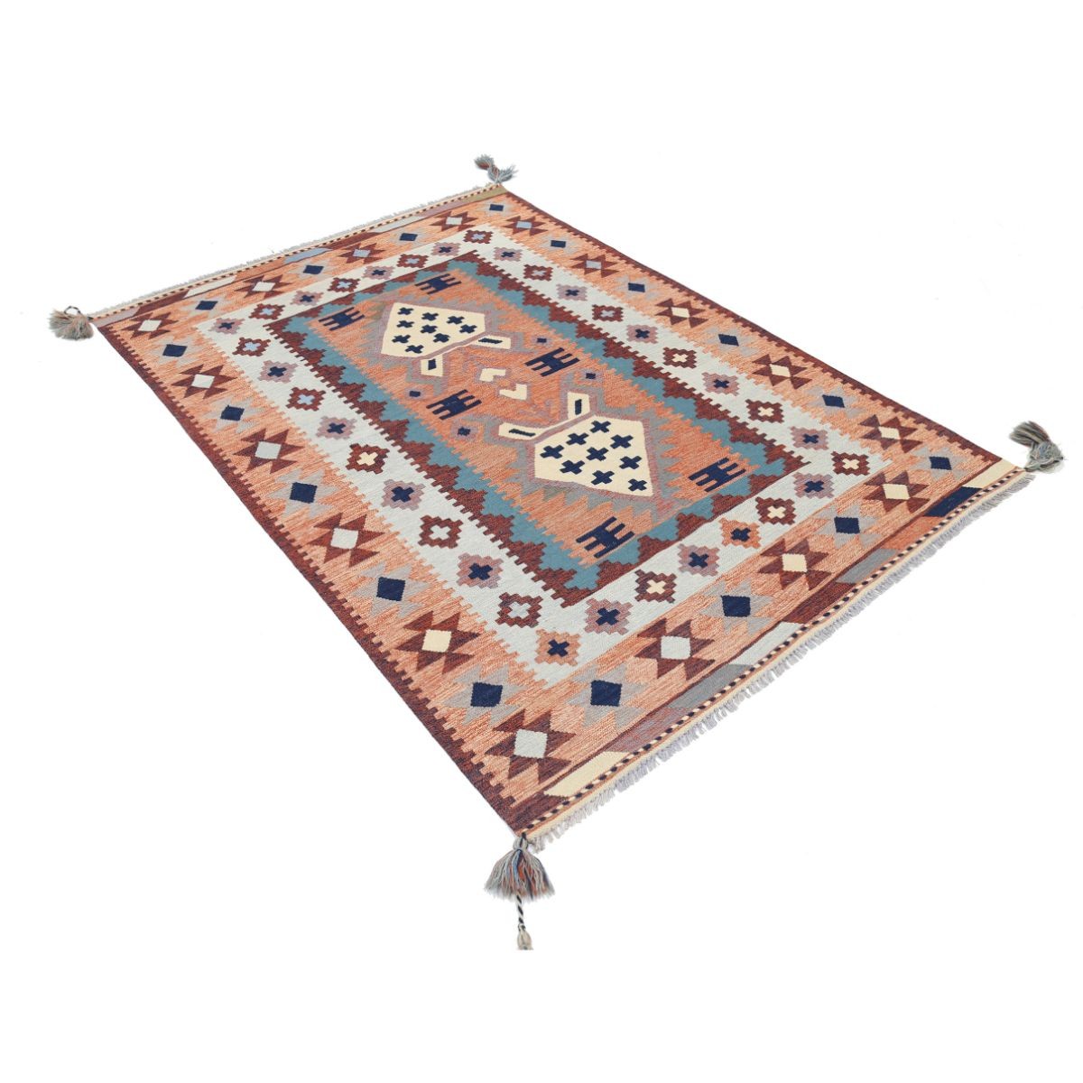 Kafkaas 5x7 Hand Woven Washable Wool Rug - Colorful