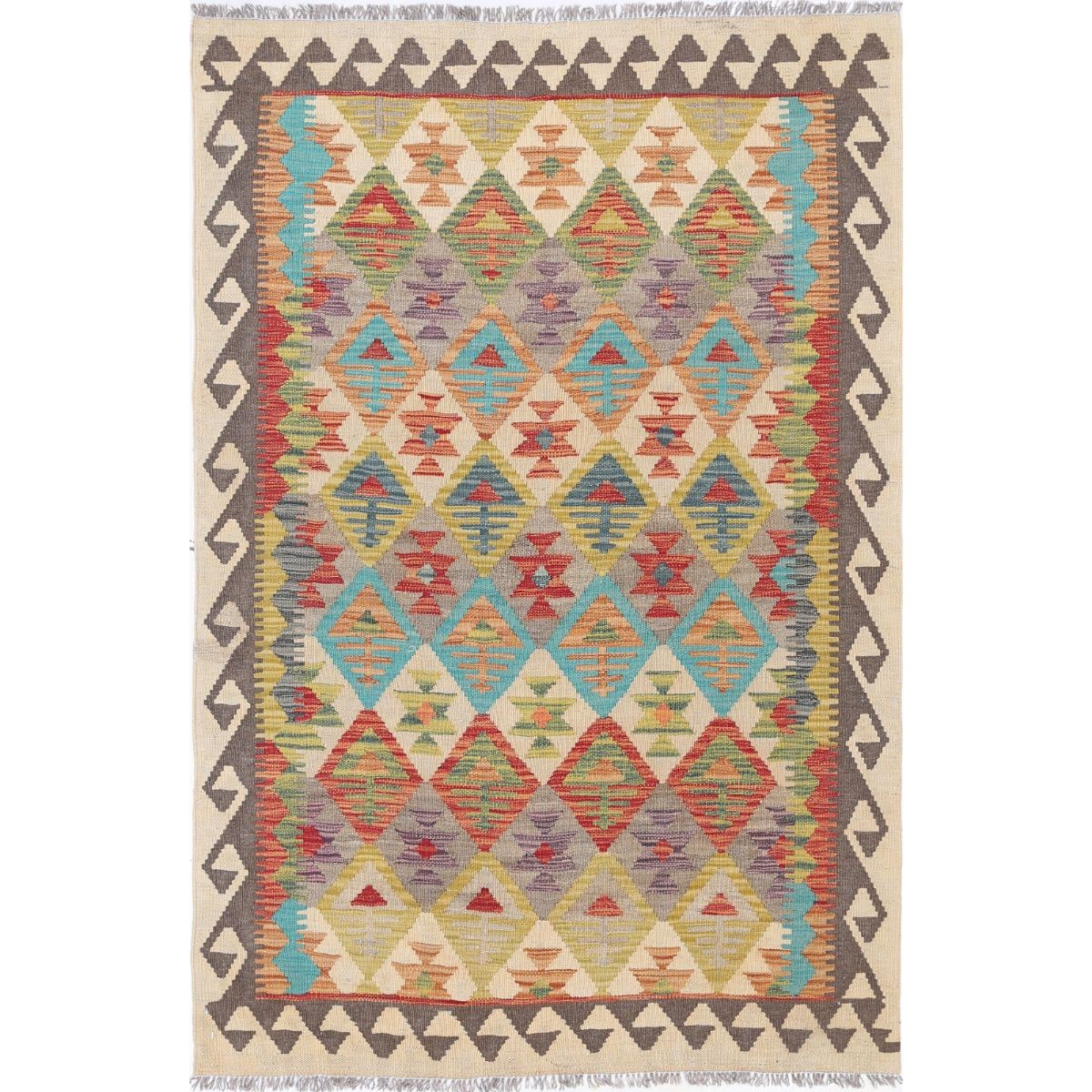 Maimana 4x6 Hand Woven Washable Wool Rug - Colorful